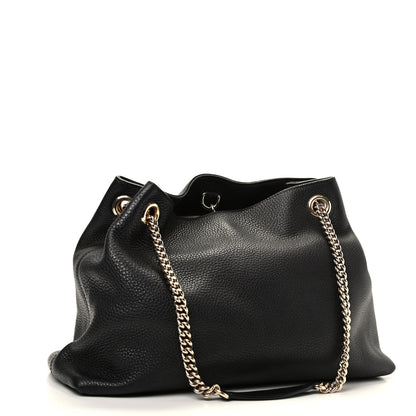 Gucci Pebbled Calfskin Medium Soho Chain Shoulder Bag Black 3 of 9