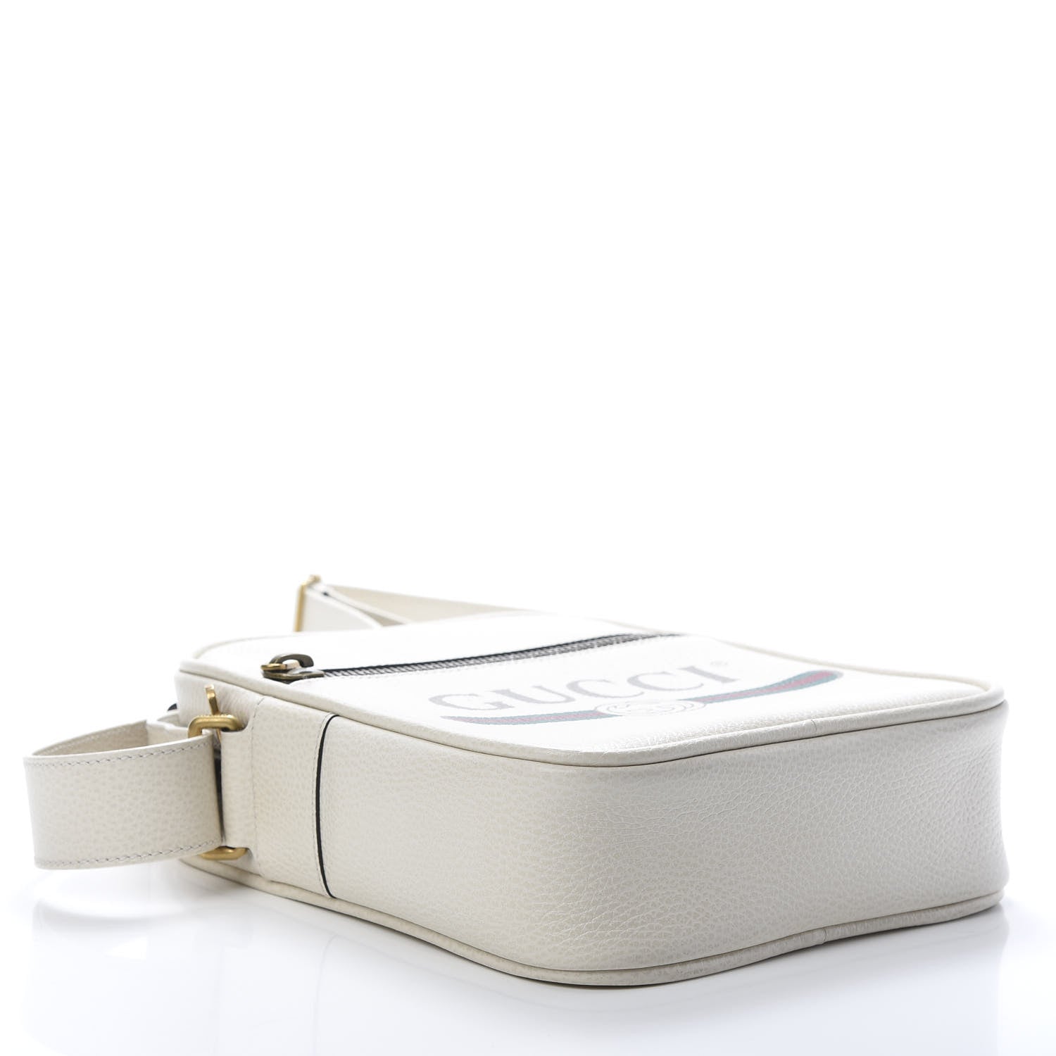 Gucci Grained Calfskin Logo Messenger Bag White 4 of 11