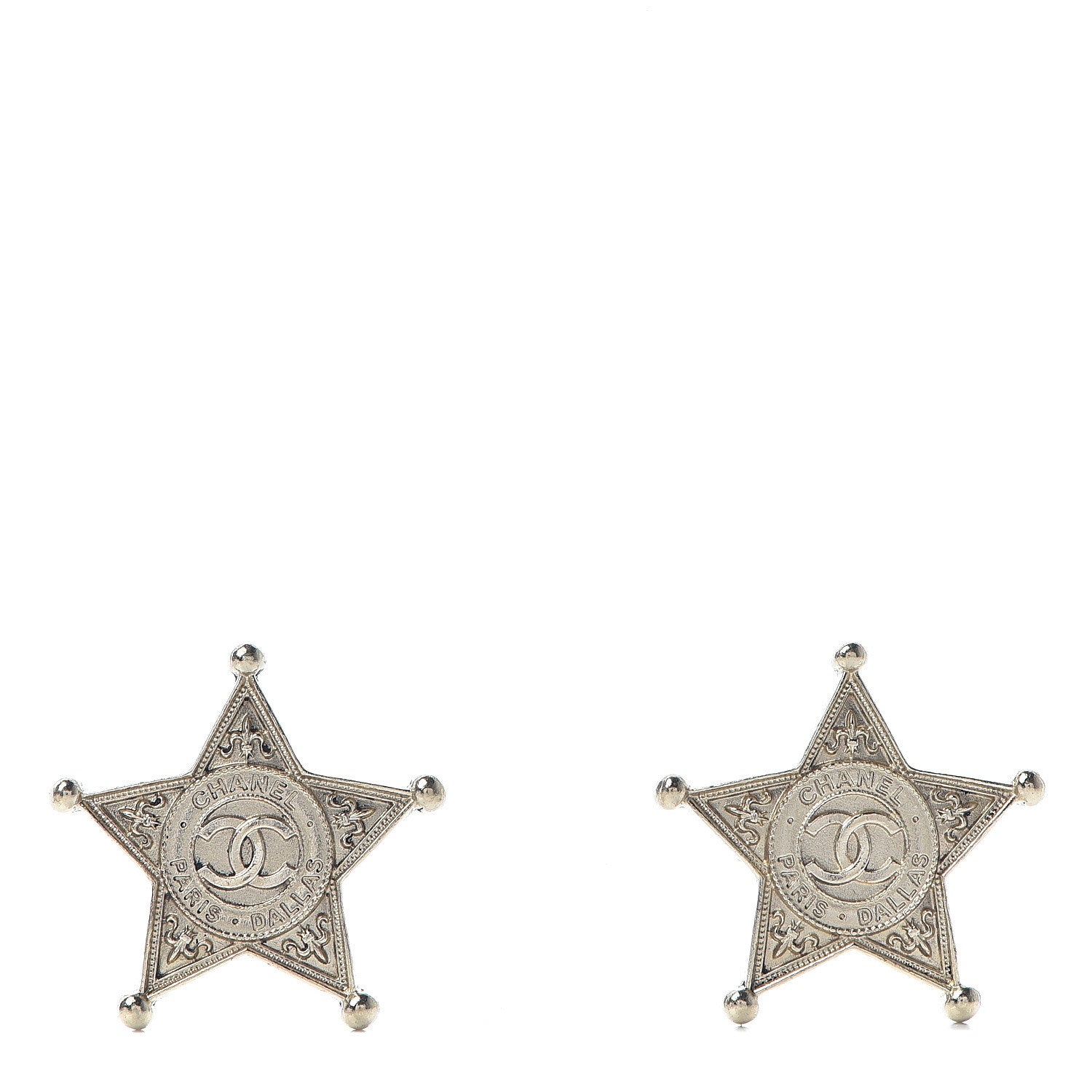 Chanel Metal Paris Dallas Star Stud Earrings Gold 1 of 5