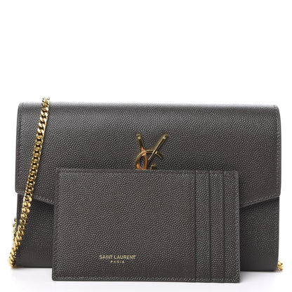 Saint Laurent Grain De Poudre Uptown Chain Wallet Pebble 9 of 10