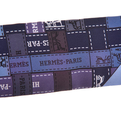Hermes Silk Bolduc Au Carre Twilly Blue Jean Rose Vif Gris 4 of 5