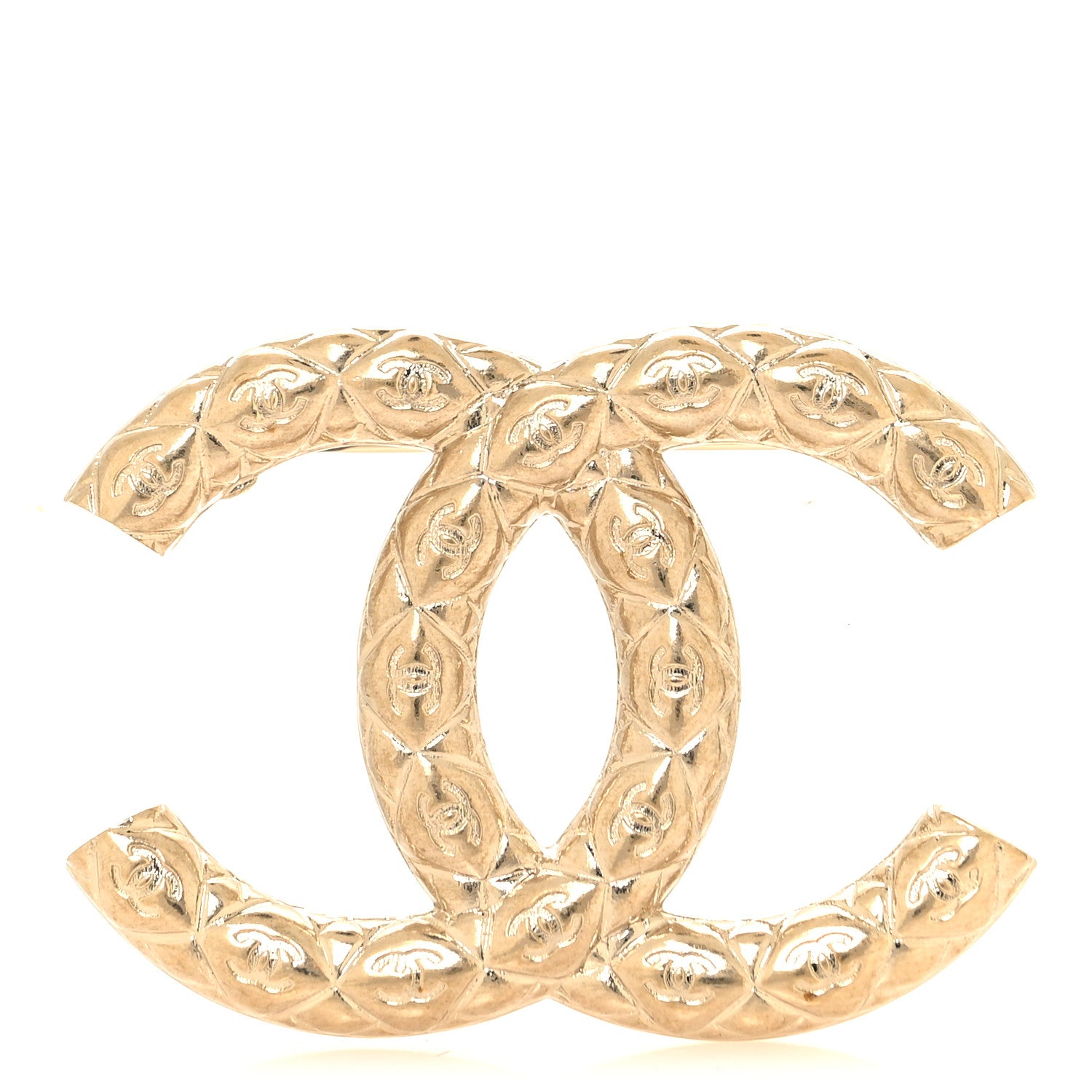 Chanel Metal CC Diamond Quilted Brooch Light Gold 1 of 4