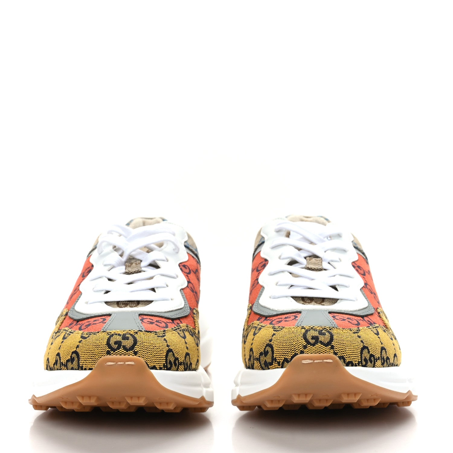 Gucci Monogram Multicolor Demetra Mens Rhyton Sneakers 8 Yellow Blue Great White Tabasco 2 of 7