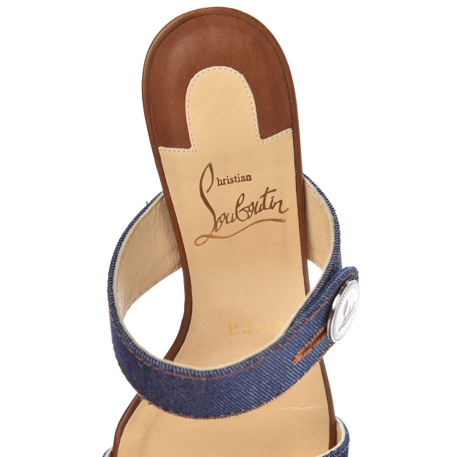 Christian Louboutin Denim Calfskin Sandenim Double Strap Sandal 35 Blue 6 of 7