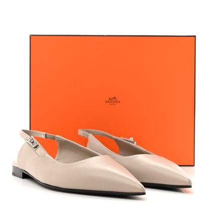 Hermes Nappa Lovely Slingback Flats 37 Beige Galet 10 of 10