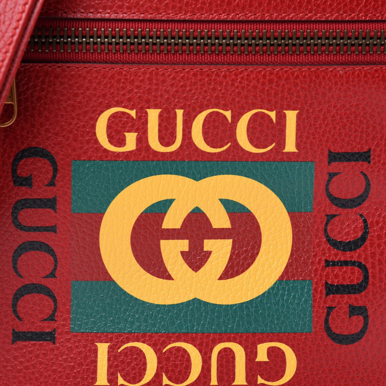Gucci Grained Calfskin Logo Messenger Bag Hibiscus Red 10 of 10