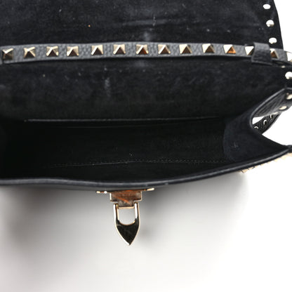 Valentino Garavani Pebbled Calfskin Medium Rockstud Flip Lock Crossbody Bag Black 5 of 8