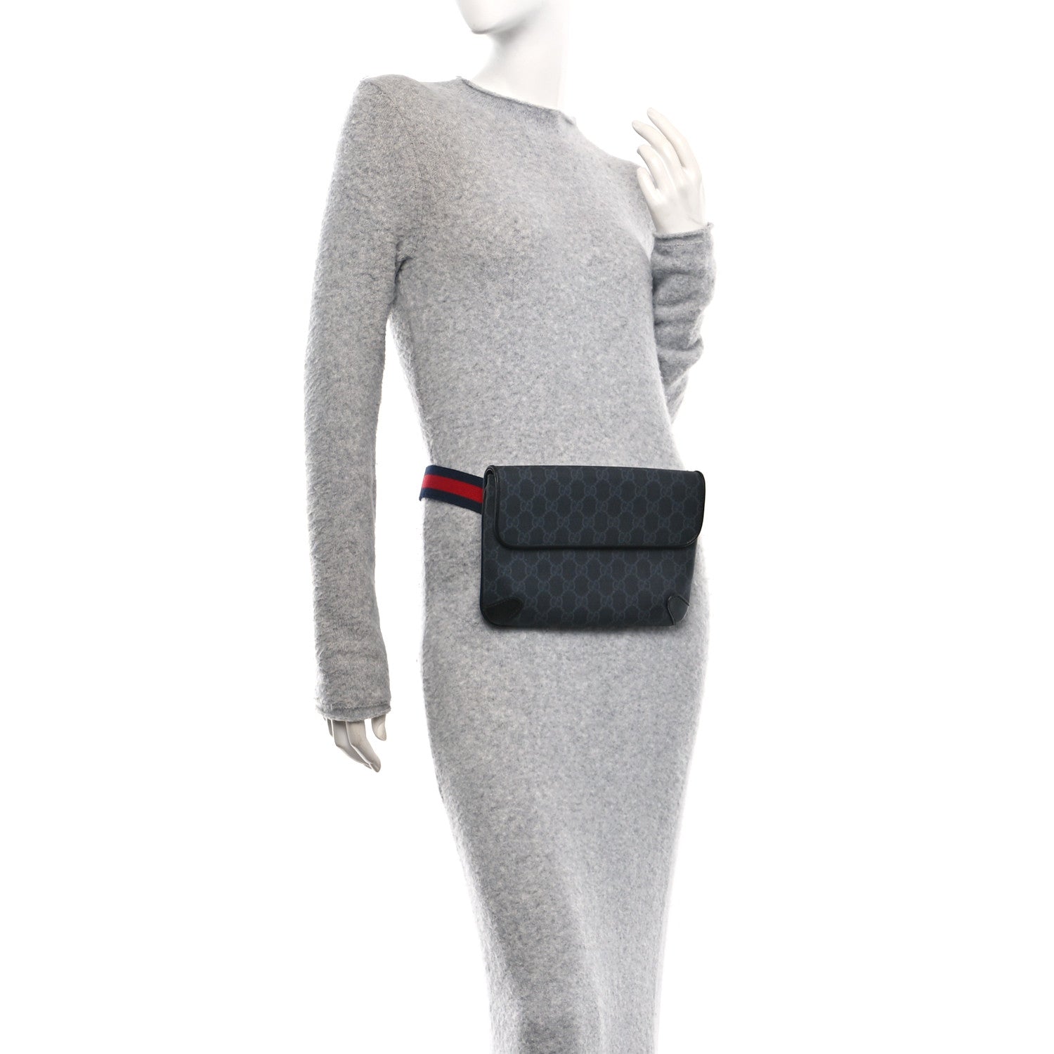 Gucci GG Supreme Monogram Web Small Belt Bag Black Grey 2 of 9