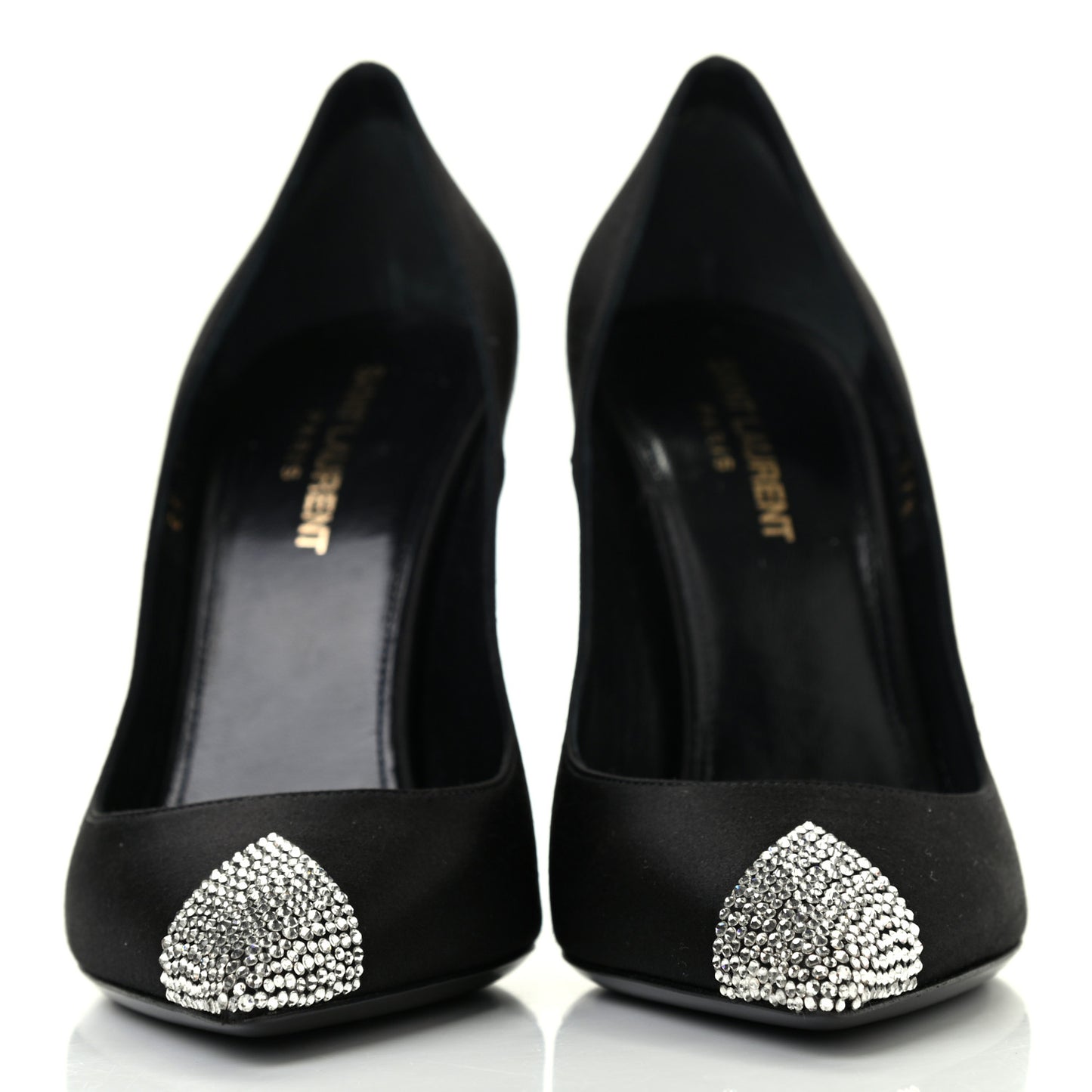Satin Crystal Embellished Tower 110 Pump 37.5 Black