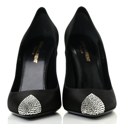 Saint Laurent Satin Crystal Embellished Tower 110 Pump 37.5 Black 3 of 20