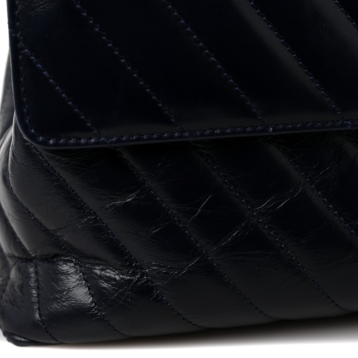 Calfskin Chevron Quilted Medium Coco Handle Flap Blue