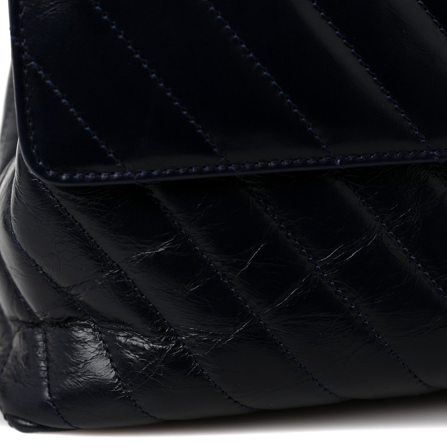 Chanel Calfskin Chevron Quilted Medium Coco Handle Flap Blue 10 of 11