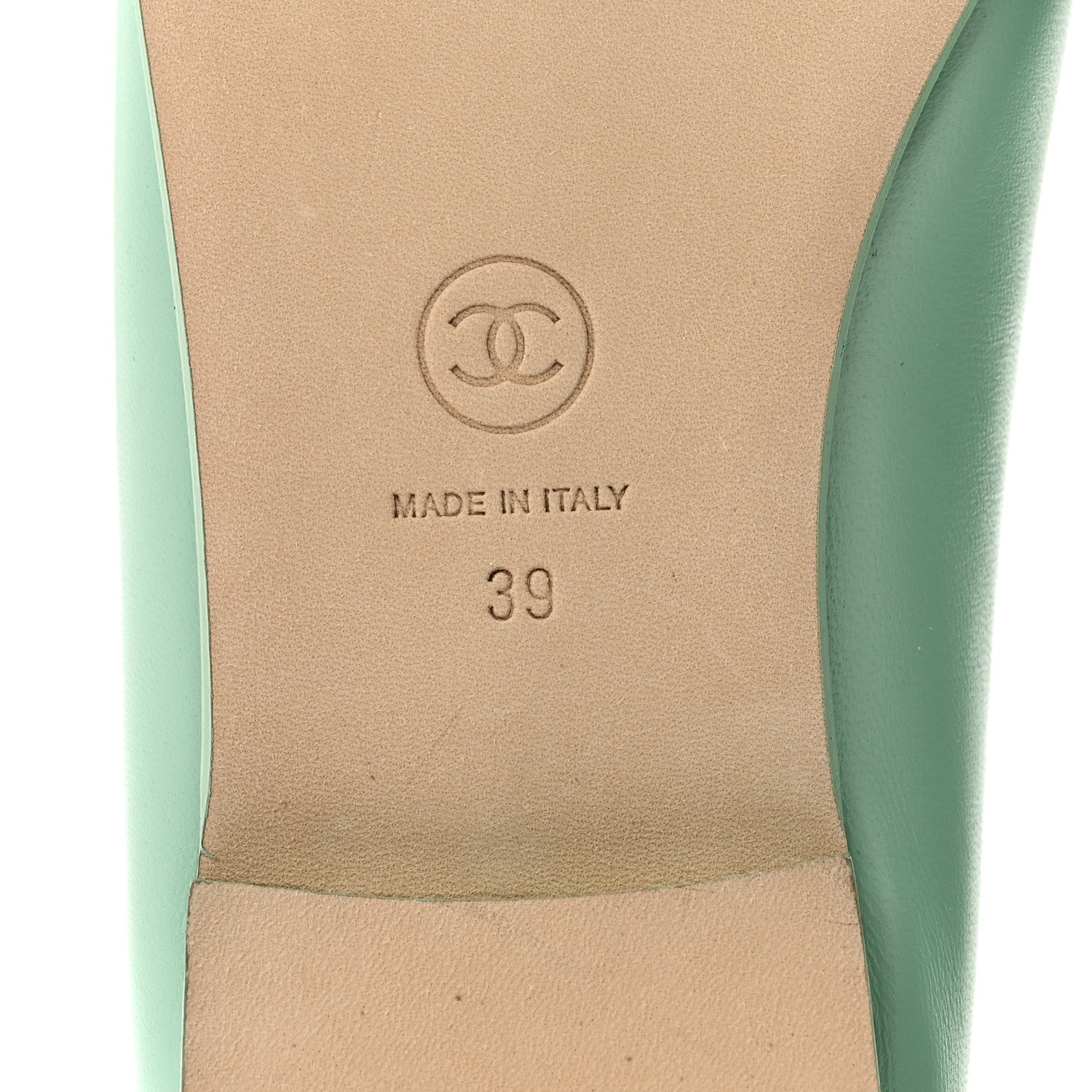 Chanel Lambskin CC Cap Toe Ballerina Flats 39 Light Green White 8 of 10