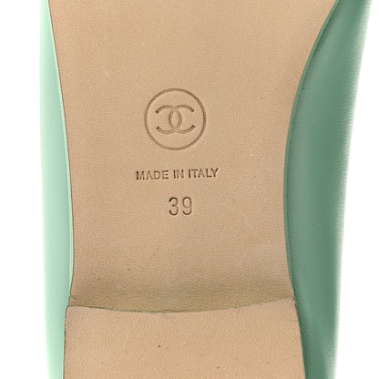 Chanel Lambskin CC Cap Toe Ballerina Flats 39 Light Green White 8 of 10