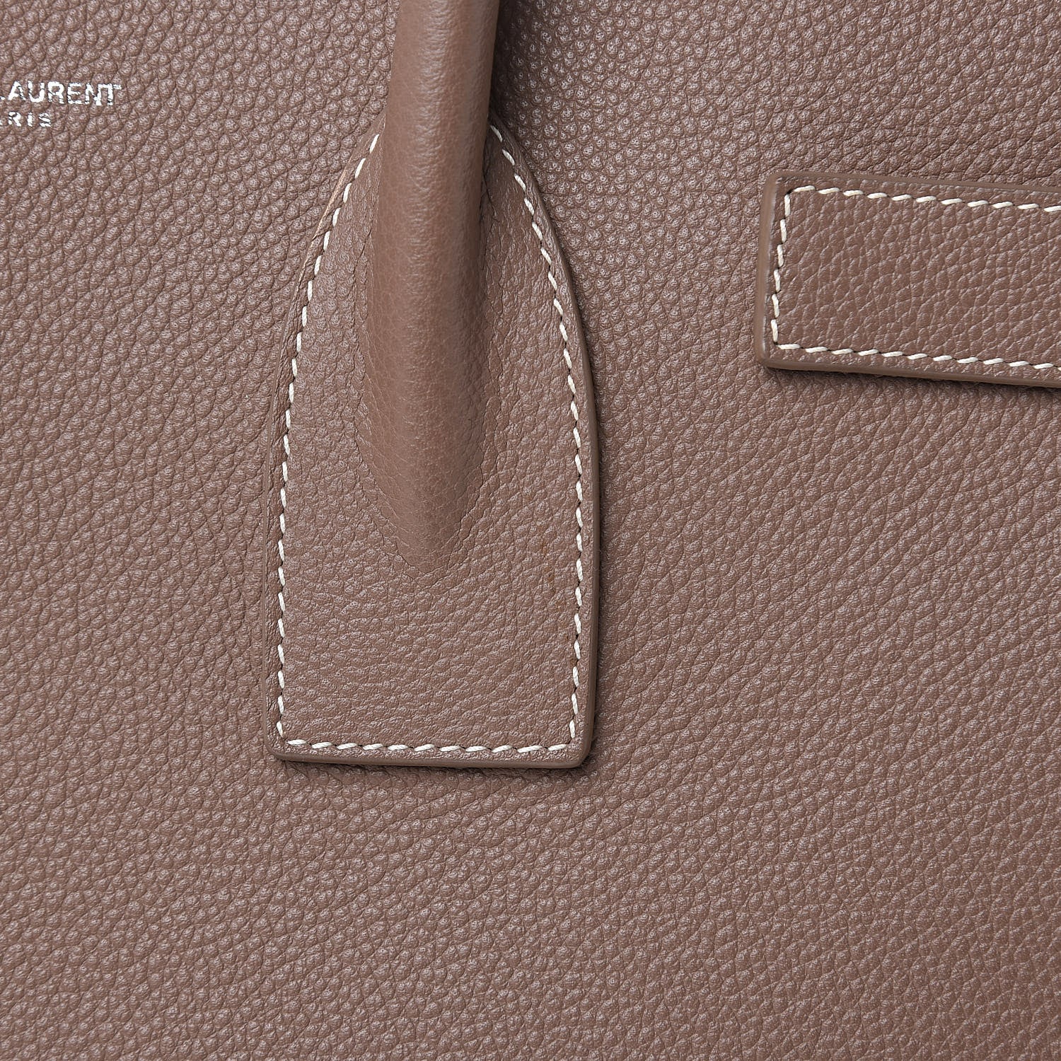 Saint Laurent Grained Calfskin Topstitch Small Classic Sac De Jour Taupe 11 of 14
