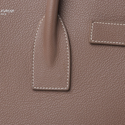 Saint Laurent Grained Calfskin Topstitch Small Classic Sac De Jour Taupe 11 of 14