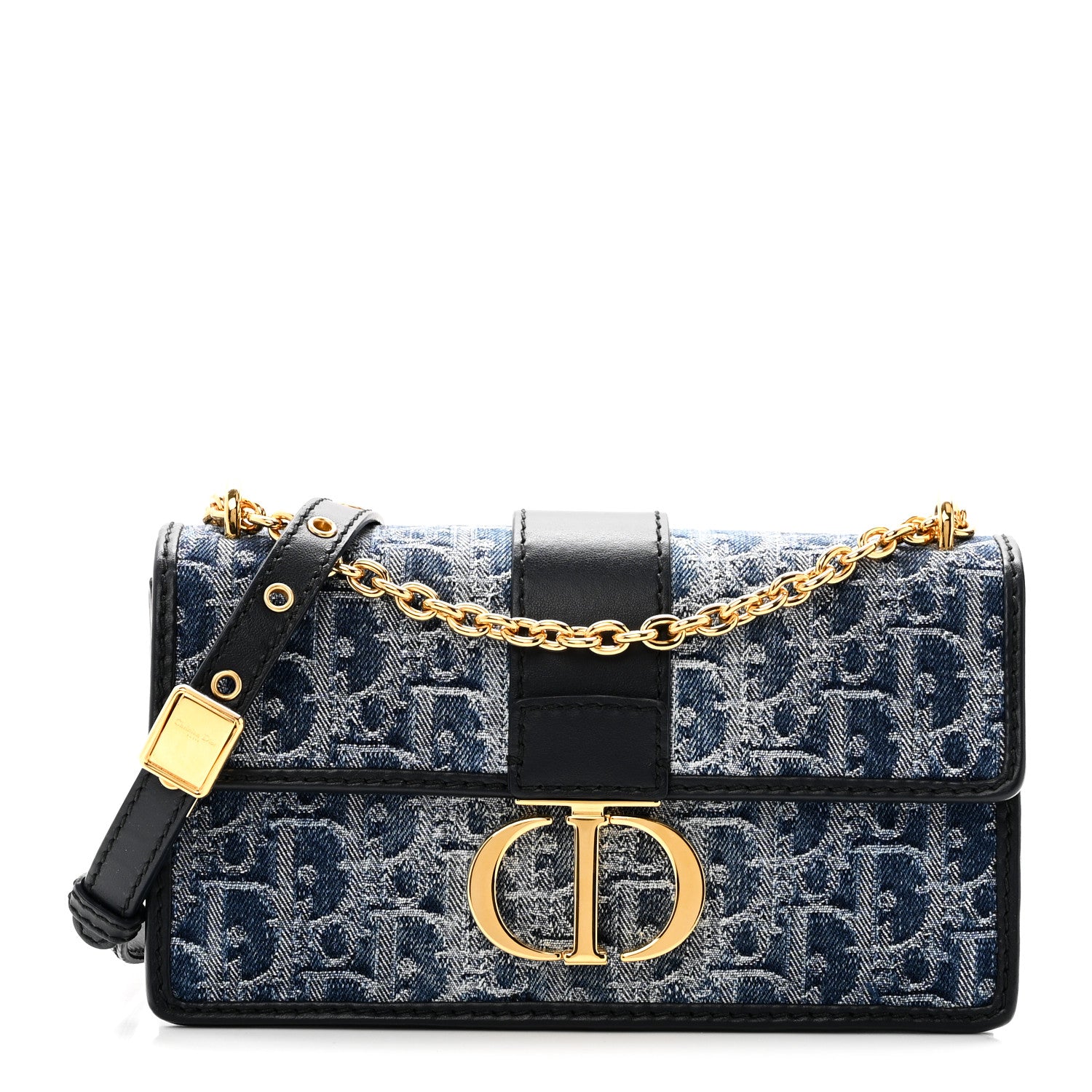 Christian Dior Denim Oblique 30 Montaigne East West Chain Flap Bag 1 of 9