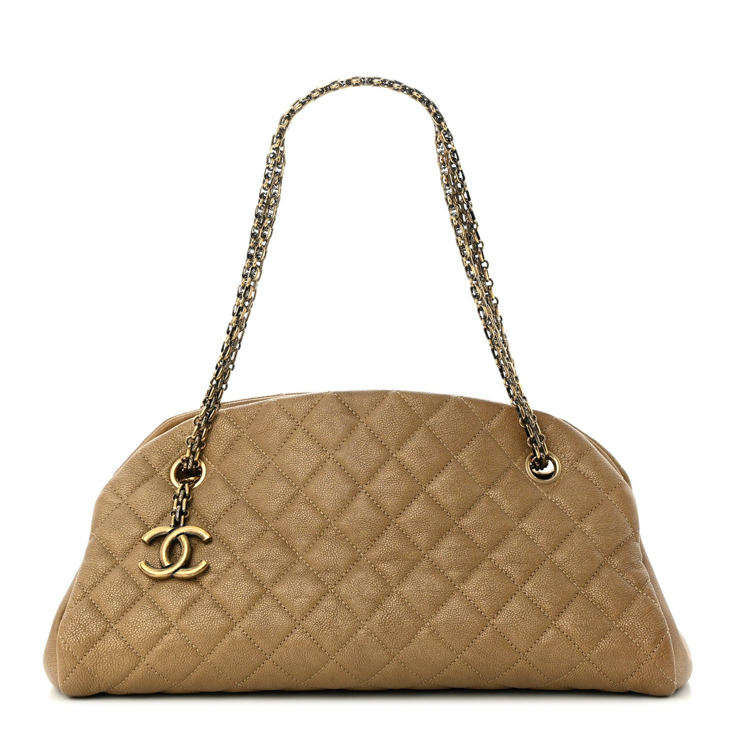 Chanel Metallic Caviar Quilted Medium Just Mademoiselle Bowling Bag Gold 1 of 11