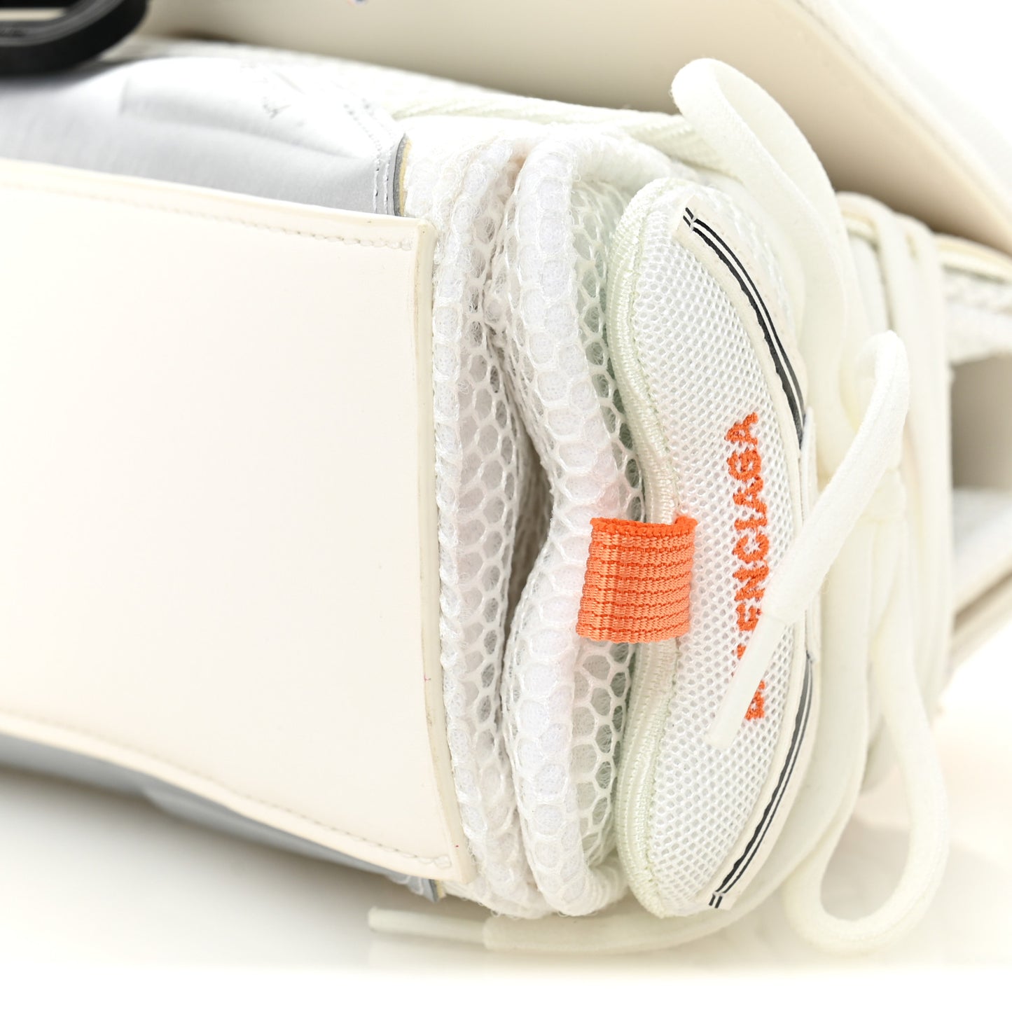 Faux Calfskin Fabric Glow In The Dark Small Sneakerhead Top Handle Bag White Orange