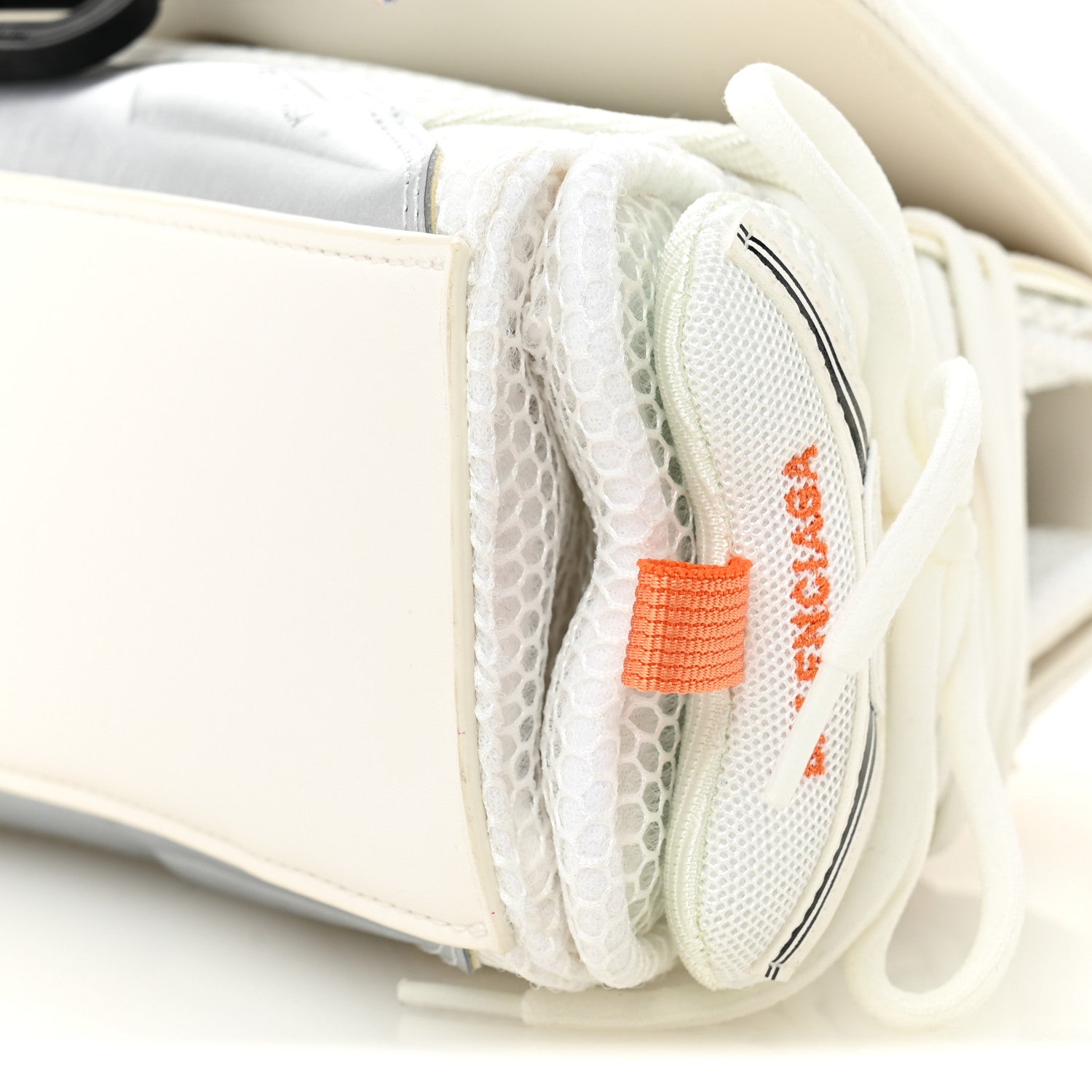 Balenciaga Faux Calfskin Fabric Glow In The Dark Small Sneakerhead Top Handle Bag White Orange 10 of 10