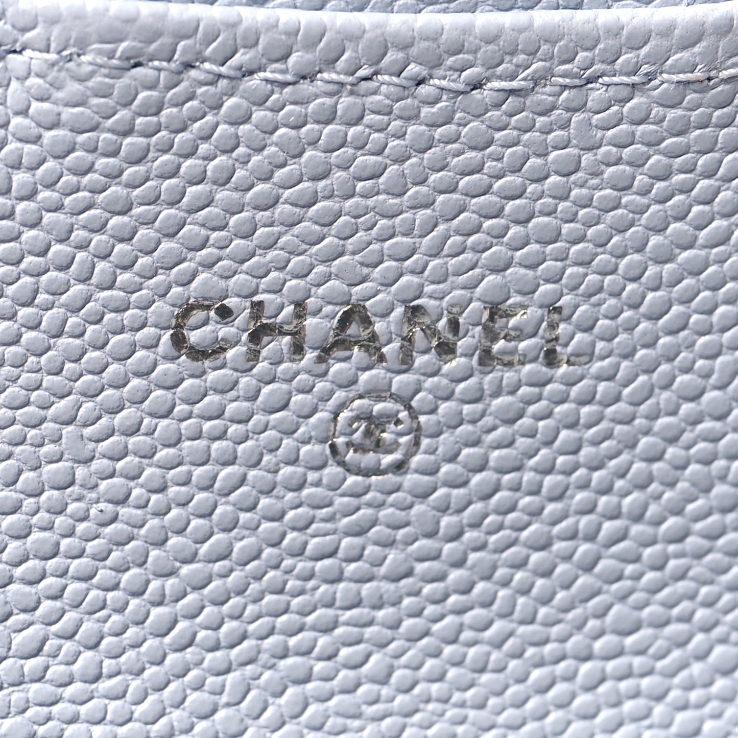 Caviar Quilted Flap Card Holder Wallet Light Blue