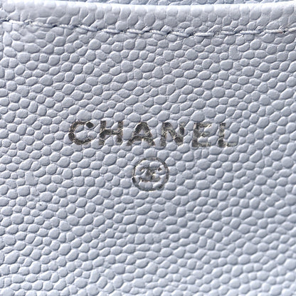 Chanel Caviar Quilted Flap Card Holder Wallet Light Blue 6 of 8