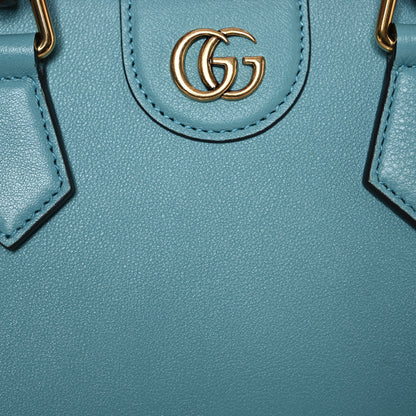 Gucci Wonka Grain Calfskin Mini Diana Tote Bag Dusty Azure Orange Fluo 8 of 14