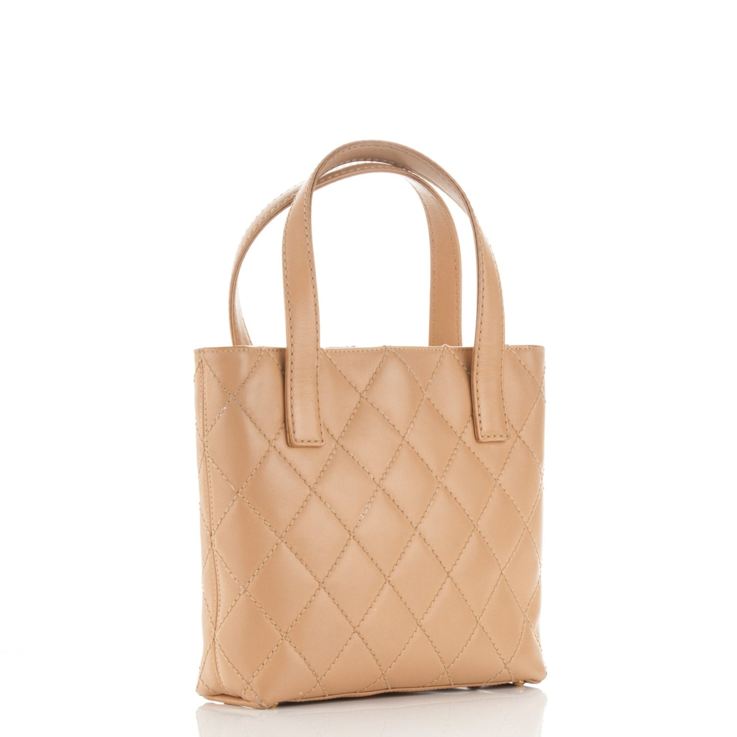 Calfskin Stitch Small Surpique Tote Beige