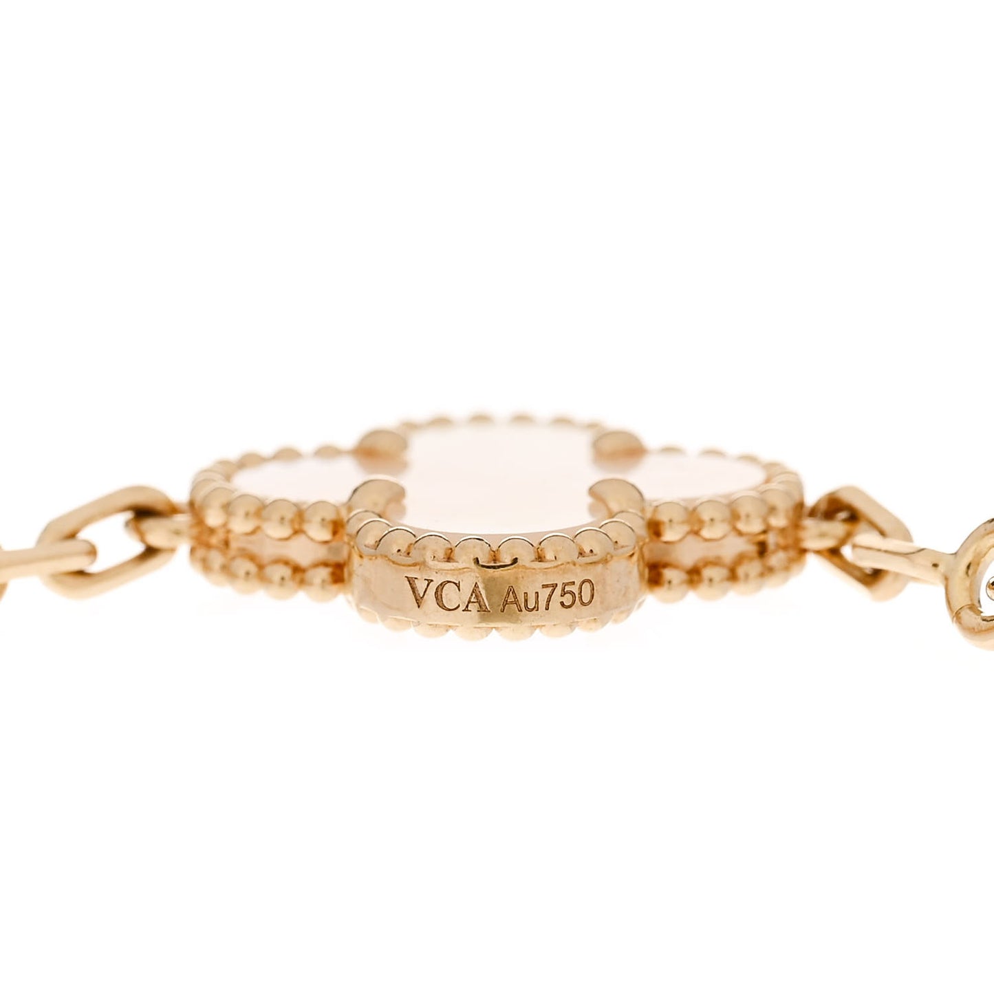 18K Yellow Gold Mother of Pearl 5 Motifs Vintage Alhambra Bracelet