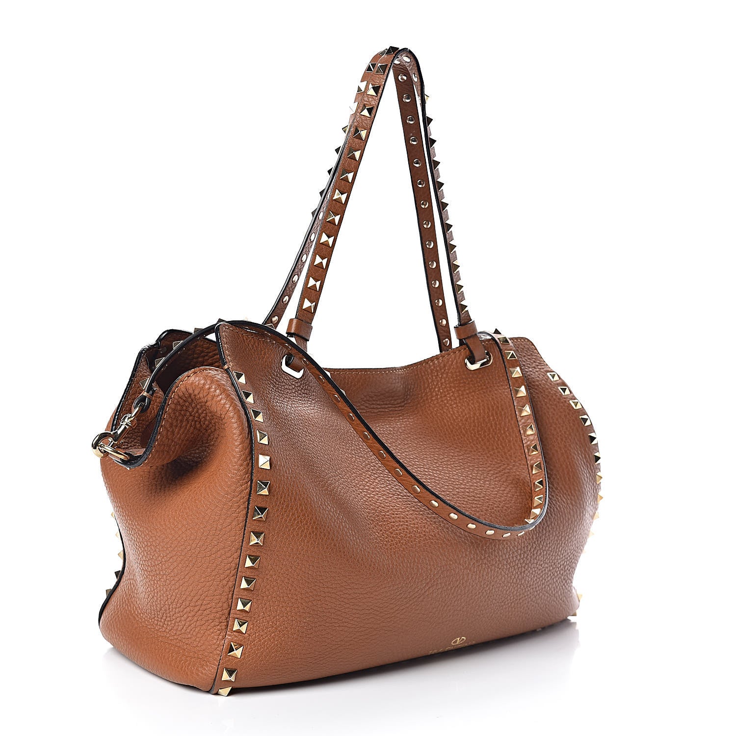 Valentino Garavani Pebbled Calfskin Medium Rockstud Tote Light Cuir 3 of 9