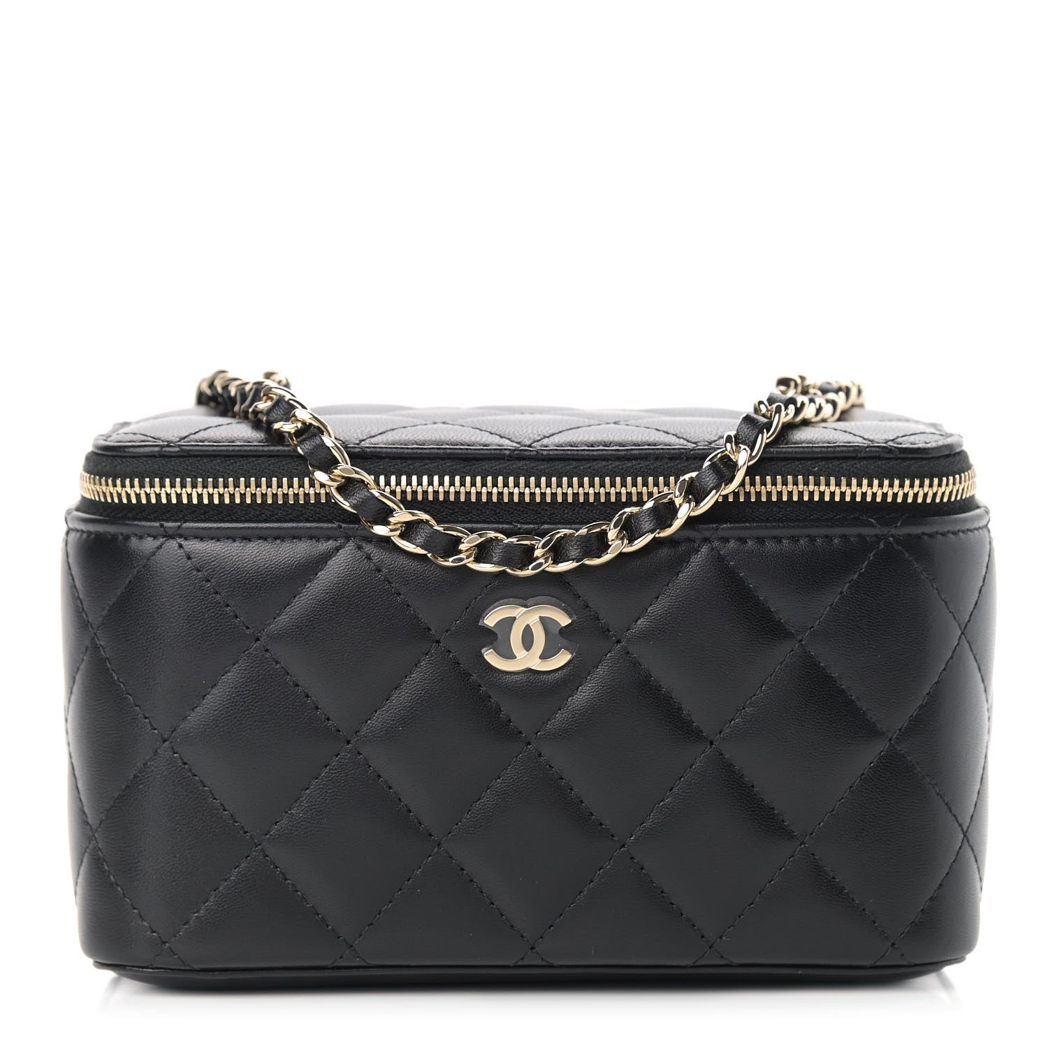 Chanel Lambskin Quilted Small Vanity Case With Chain Black 1 of 8