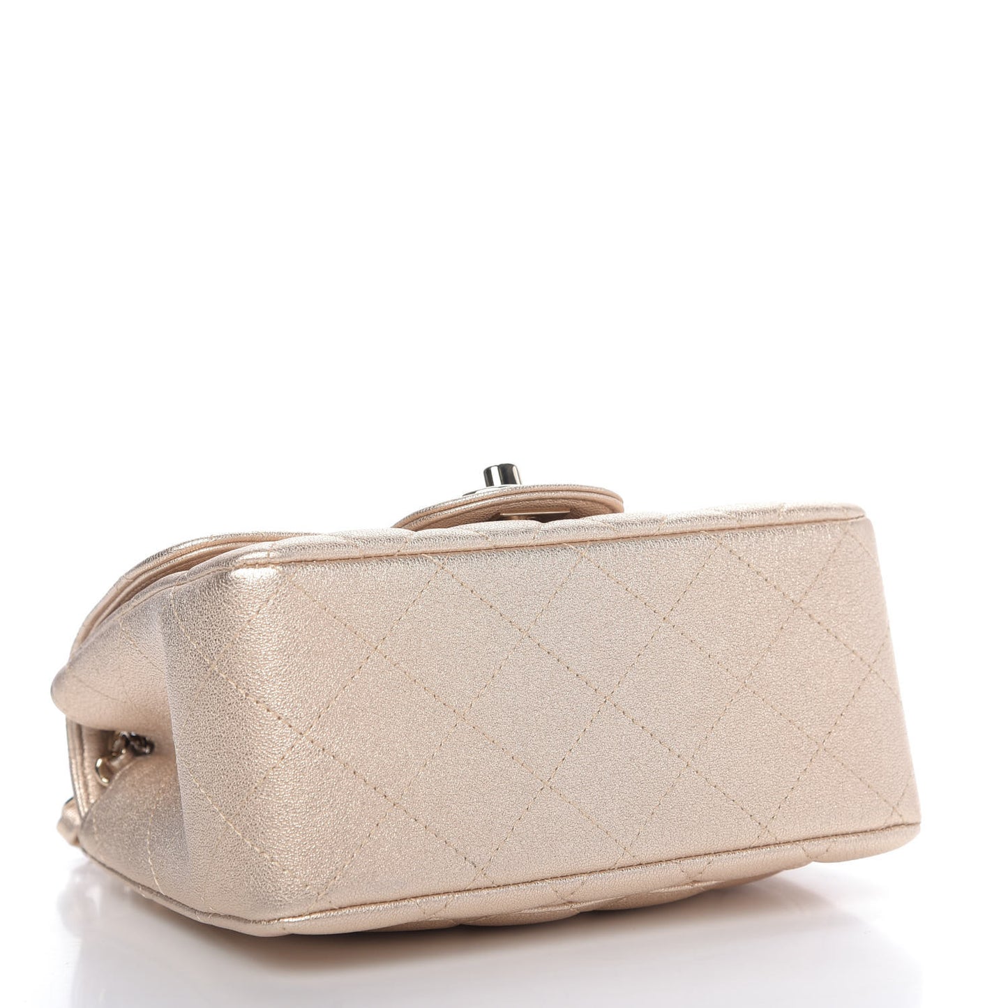 Metallic Lambskin Quilted Mini Square Flap Gold