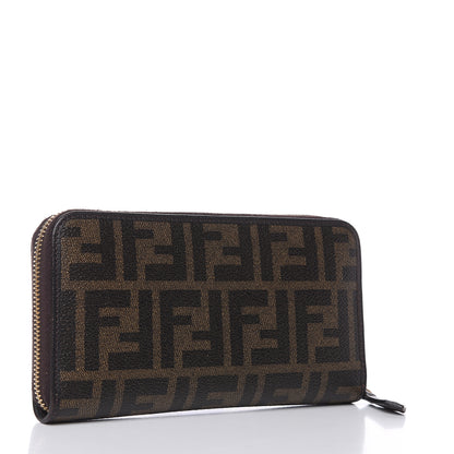 Fendi Zucca Spalmati Vitello Elite Zip Around Wallet Tobacco Ebano 3 of 9
