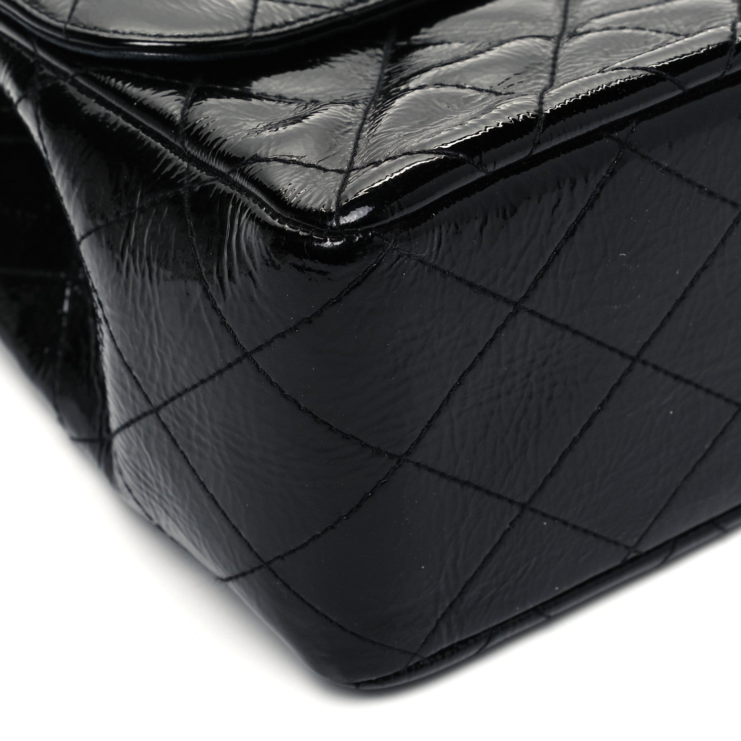 Chanel Crinkled Patent Quilted Jumbo Single Flap Black 8 of 9