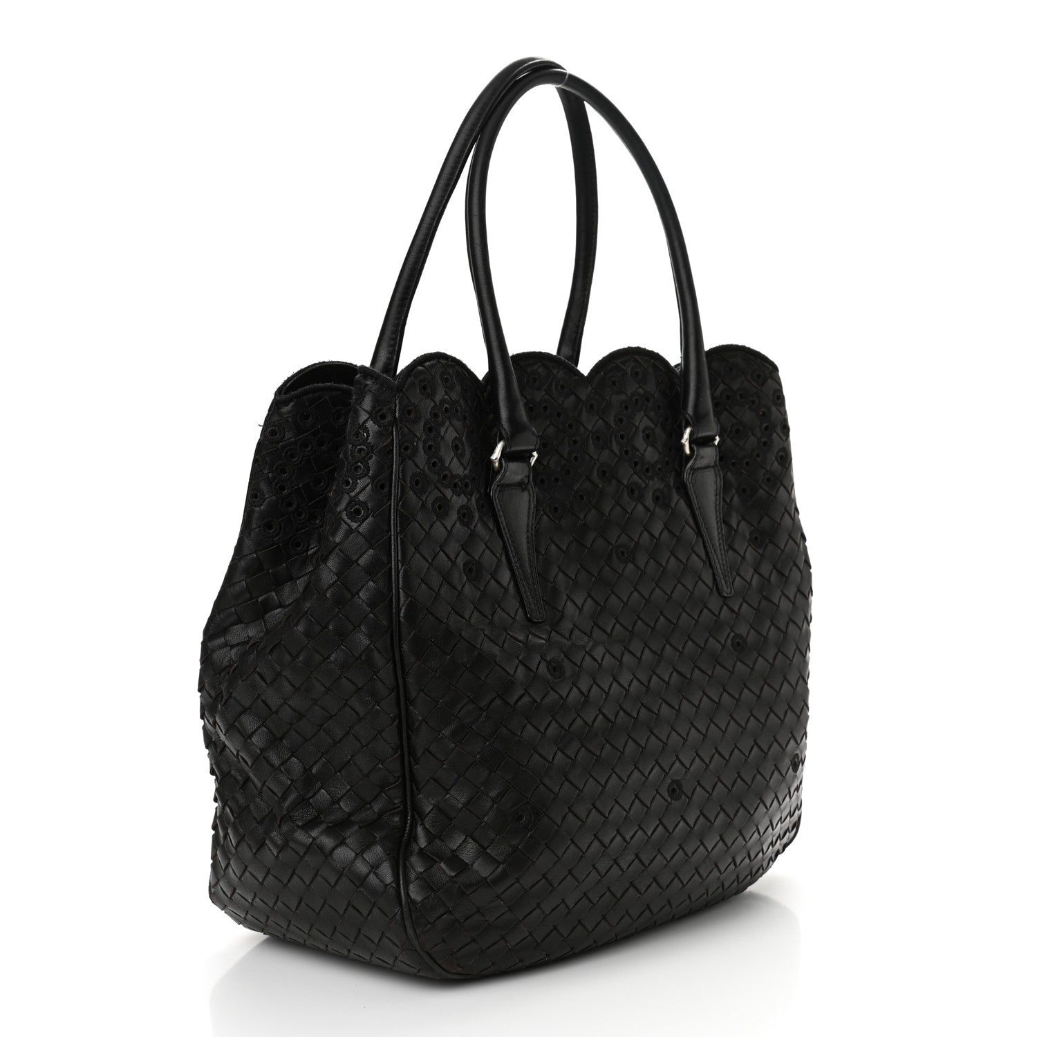 Bottega Veneta Nappa Intrecciato Embroidered Lace Shoulder Bag Black 2 of 12