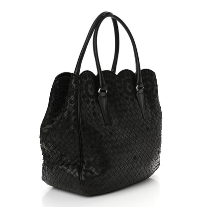 Bottega Veneta Nappa Intrecciato Embroidered Lace Shoulder Bag Black 2 of 12