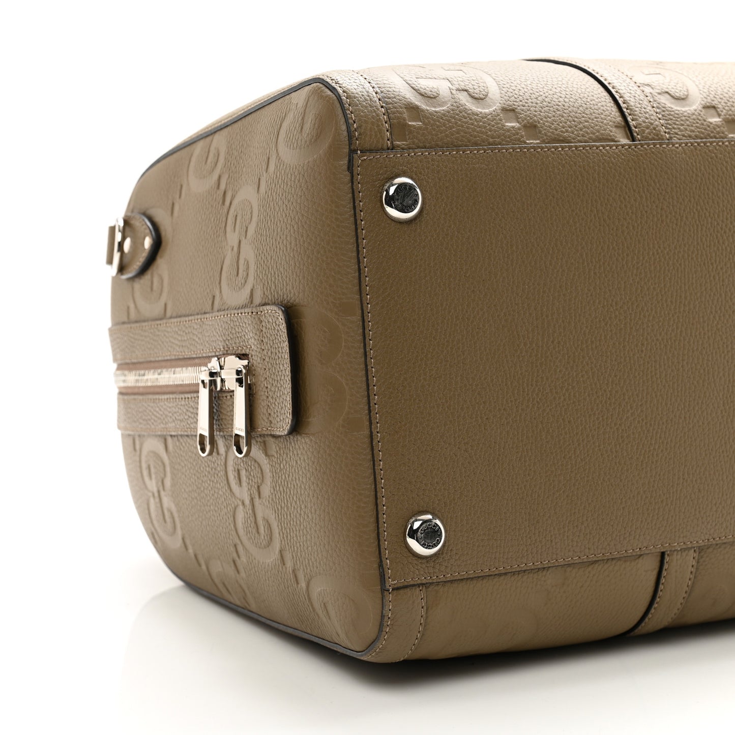 Piuma Calfskin Jumbo GG Embossed Large Duffle Bag Good Taupe