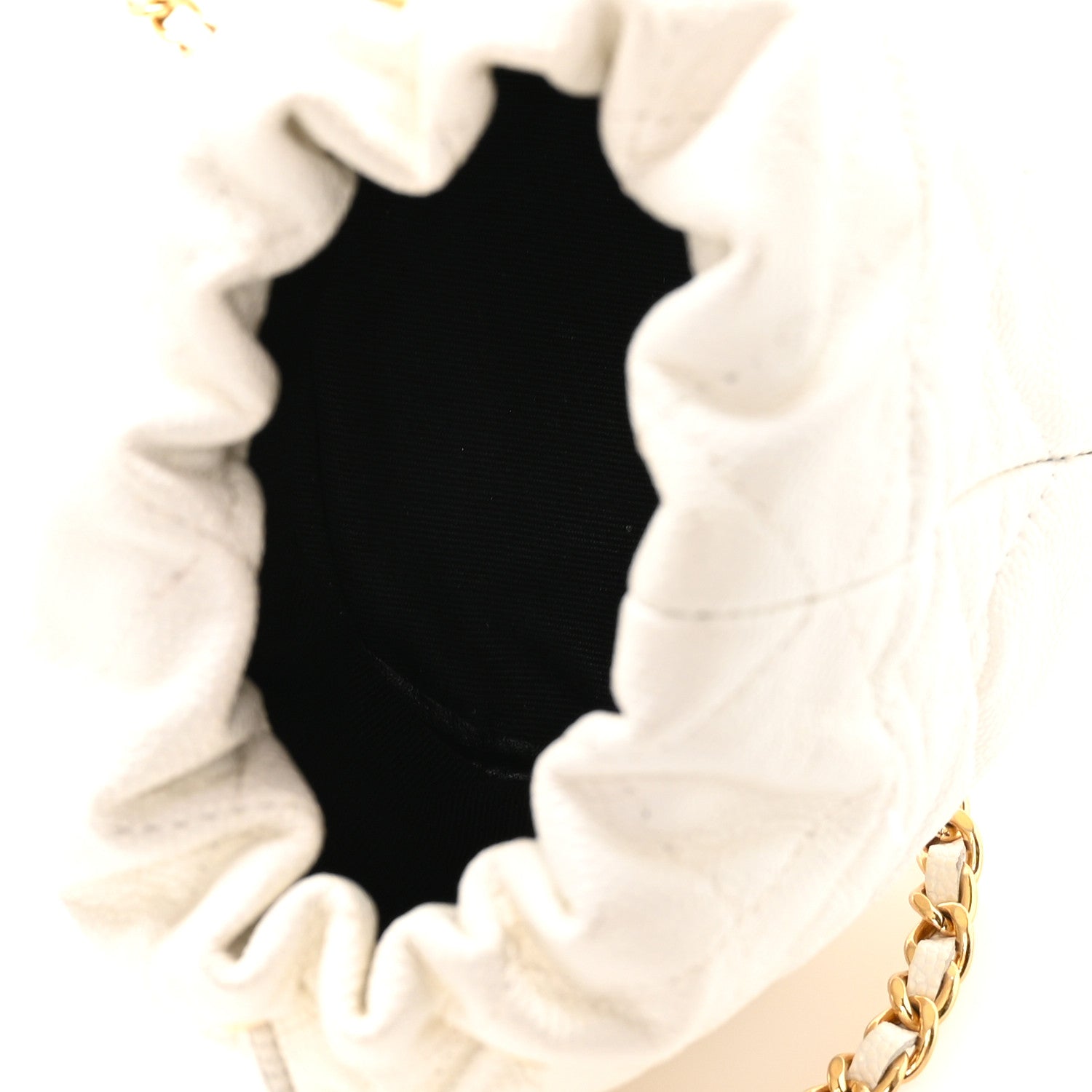 Chanel Caviar Quilted Coco First Bucket Clutch With Chain White 5 of 10