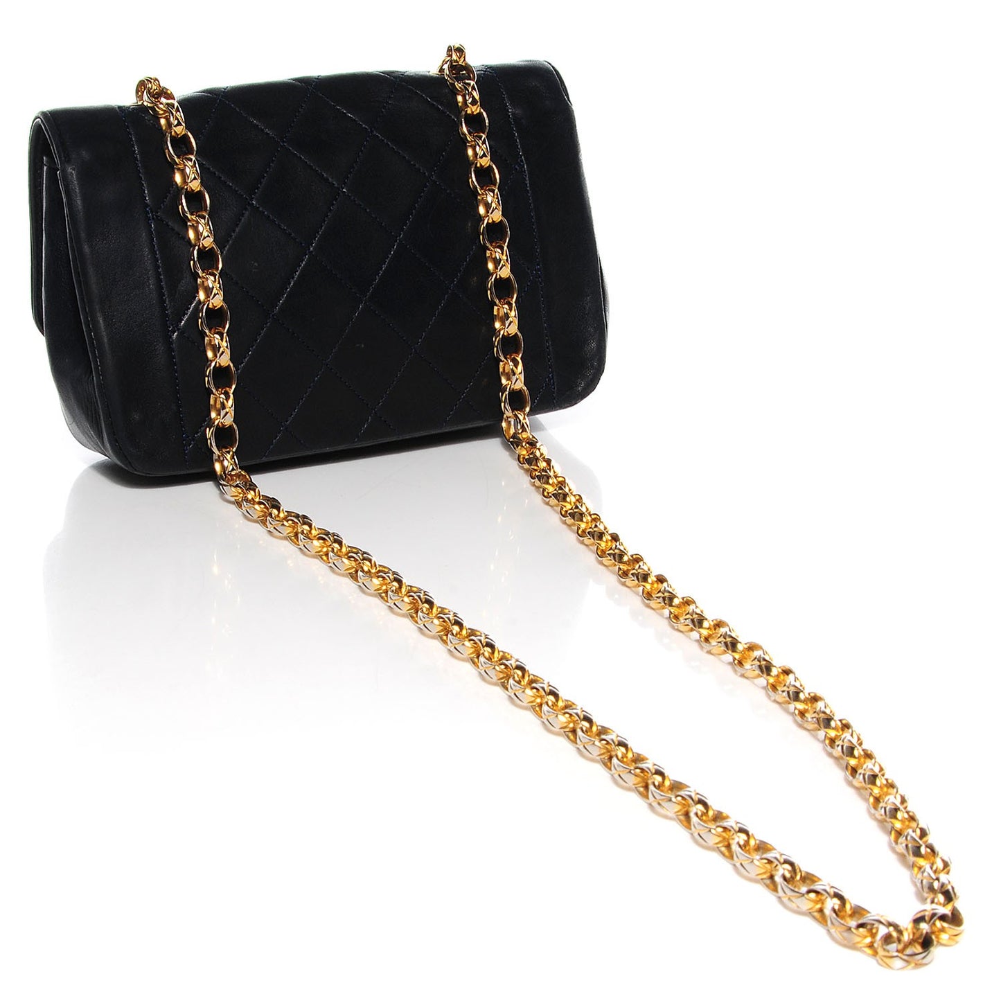Lambskin Quilted Mini Flap Navy