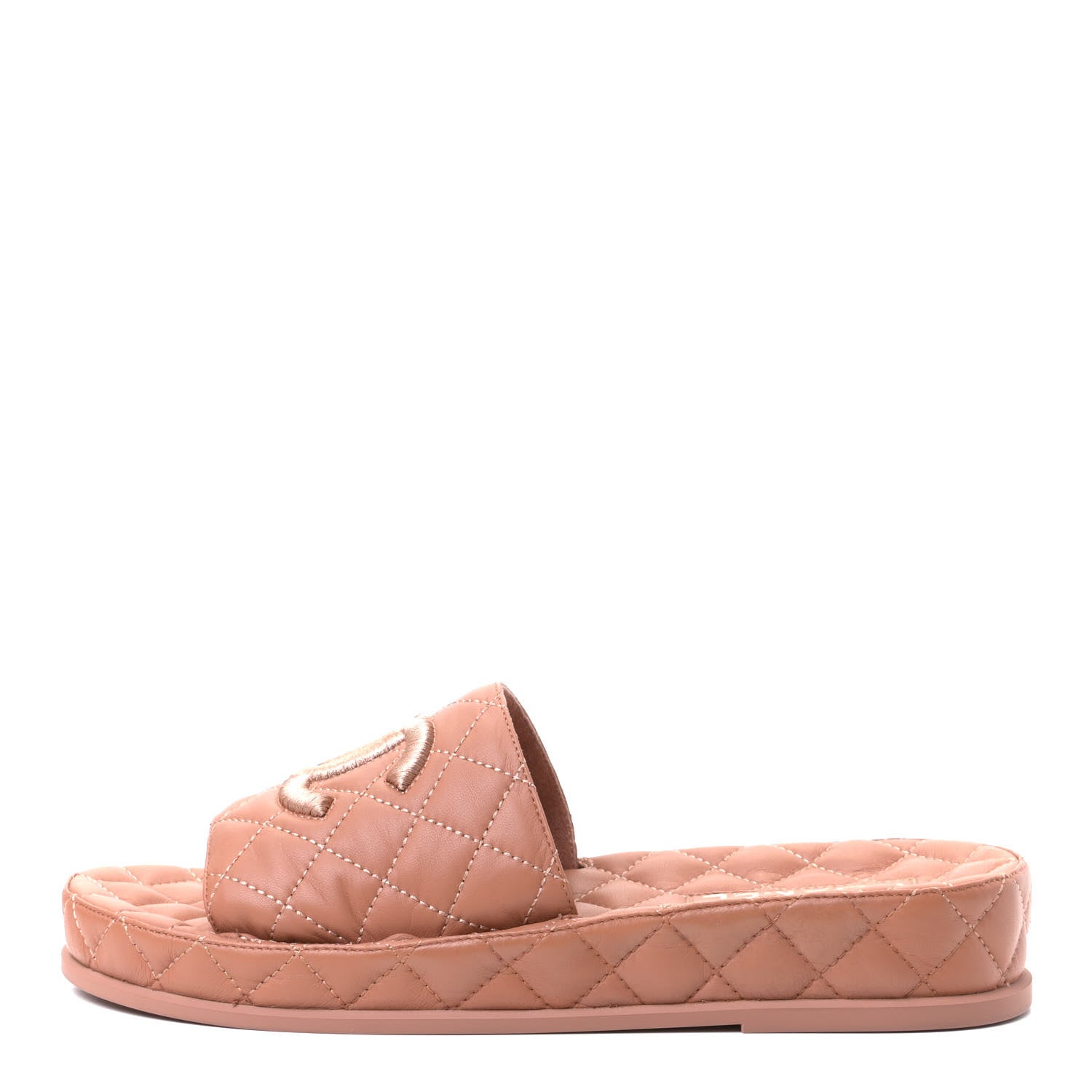 Chanel Lambskin Quilted CC Mules Sandals 40 Brown 1 of 4