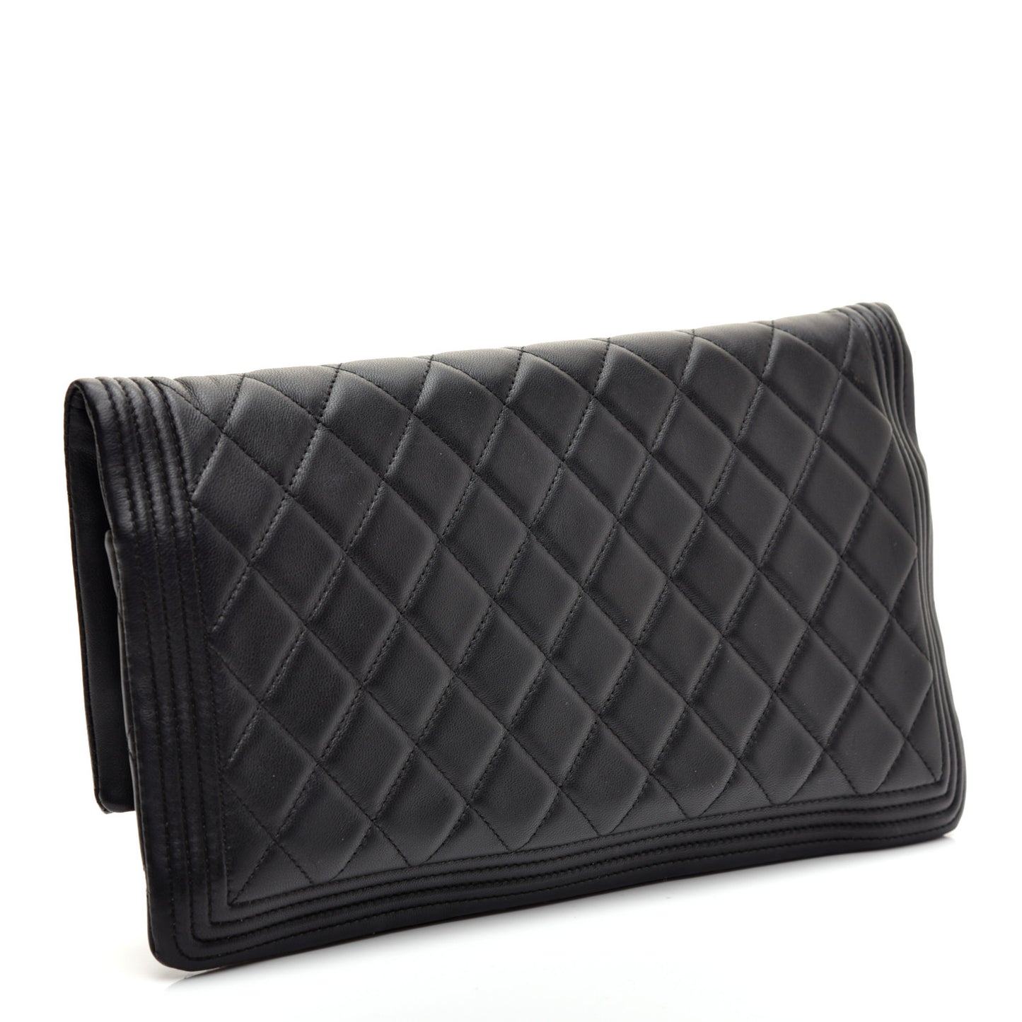 Lambskin Quilted Beauty CC Boy Clutch Black