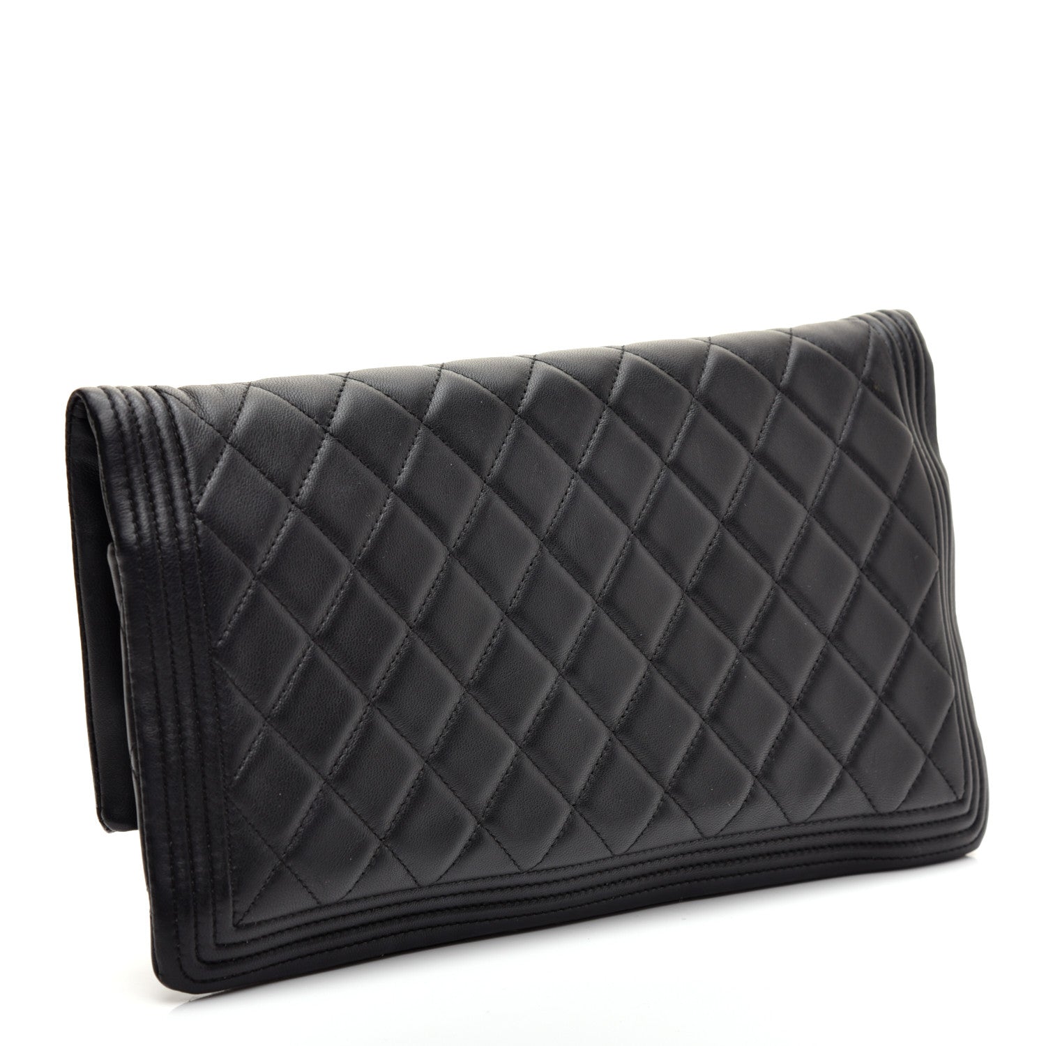 Chanel Lambskin Quilted Beauty CC Boy Clutch Black 3 of 9