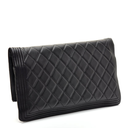 Chanel Lambskin Quilted Beauty CC Boy Clutch Black 3 of 9