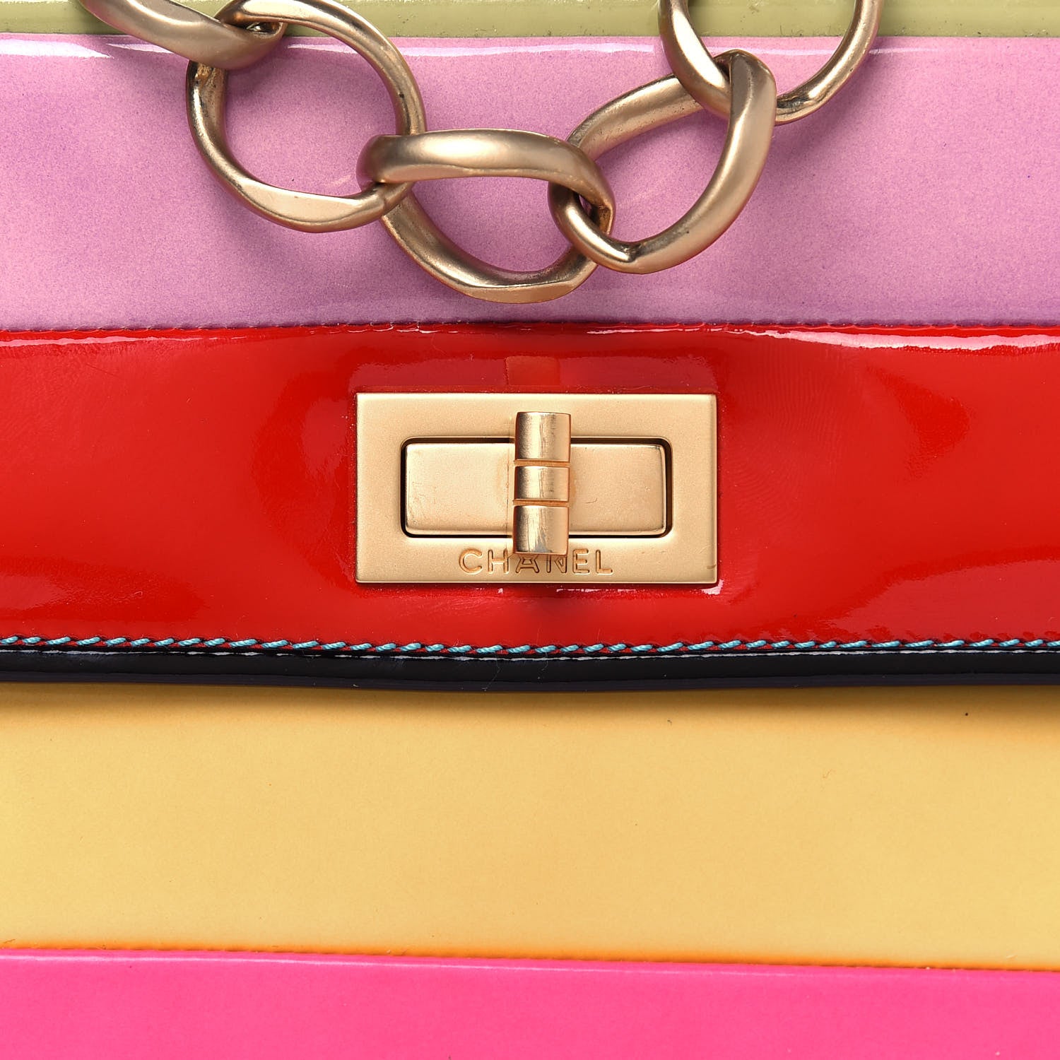 Chanel Patent Striped Mademoiselle Flap Multicolor 7 of 18