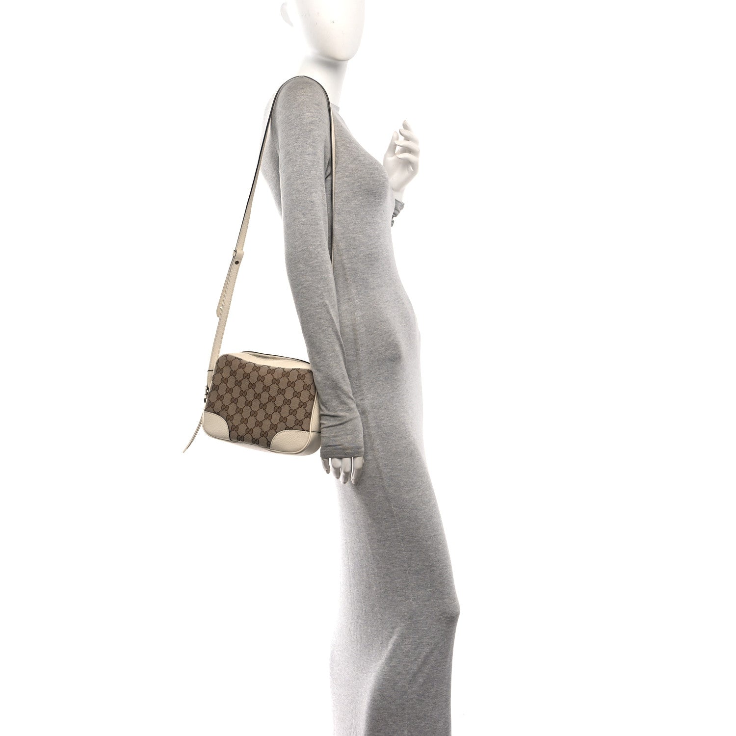 Gucci Monogram Dollar Calfskin Mini Bree Messenger Bag Beige Ebony Avoire 2 of 10