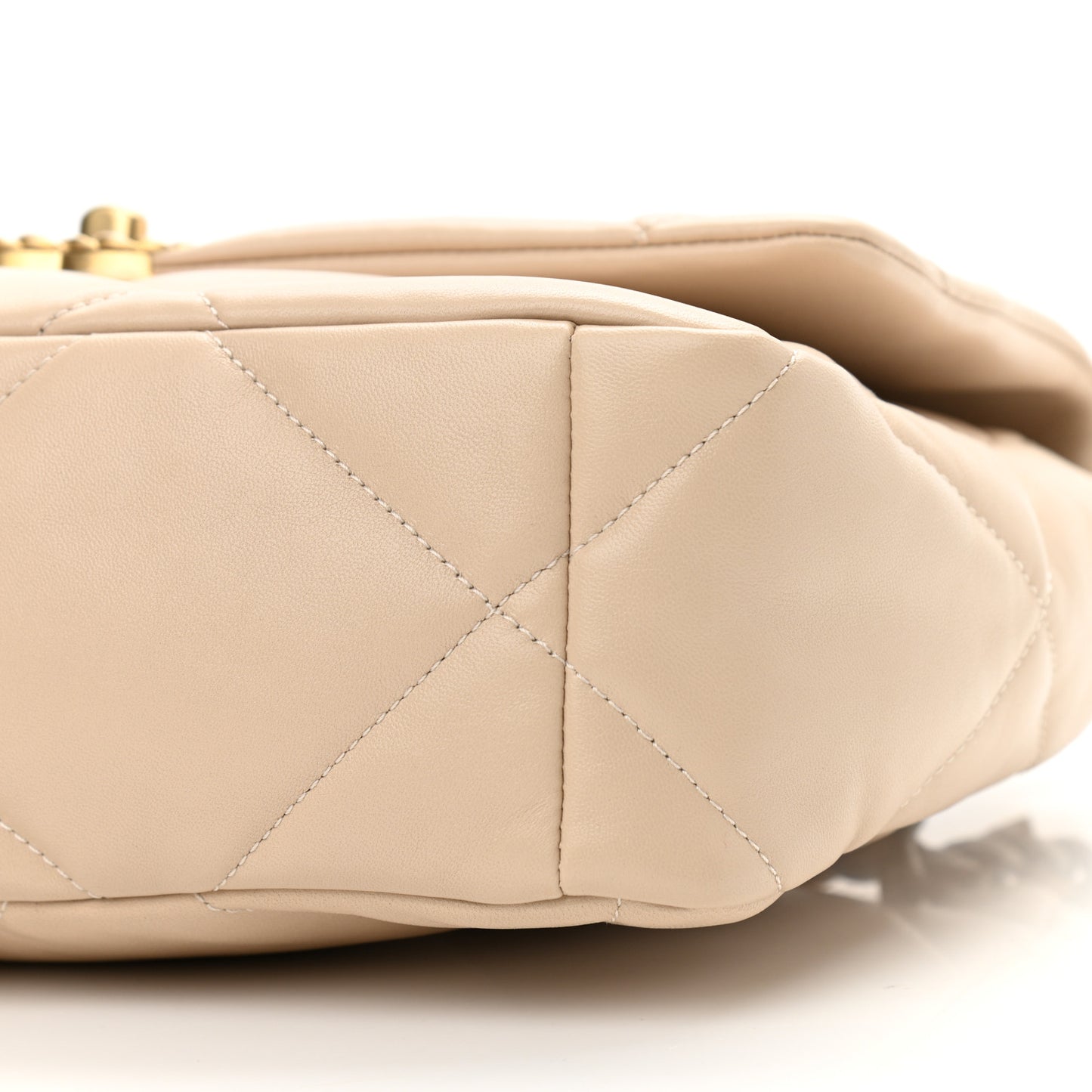 Lambskin Quilted Large Chanel 19 Flap Beige