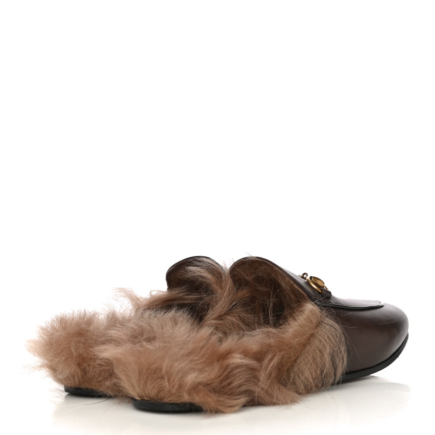 Gucci Calfskin Fur Womens Princetown Slippers 36.5 Brown 2 of 27