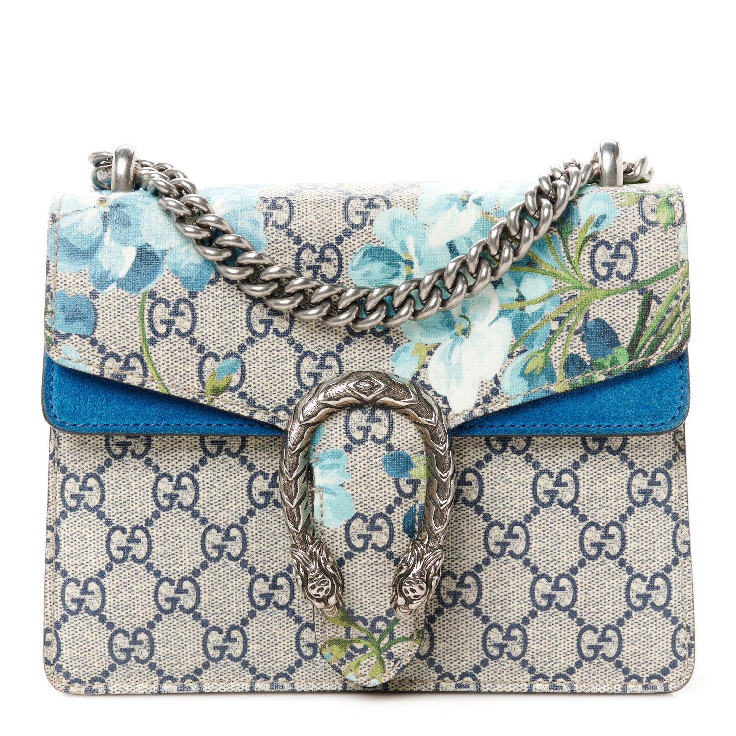 Gucci GG Supreme Monogram Blooms Mini Dionysus Shoulder Bag Beige Navy Vintage Blue 1 of 10