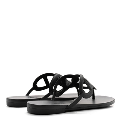 Hermes Rubber Womens Egerie Sandals 41 Black 4 of 9