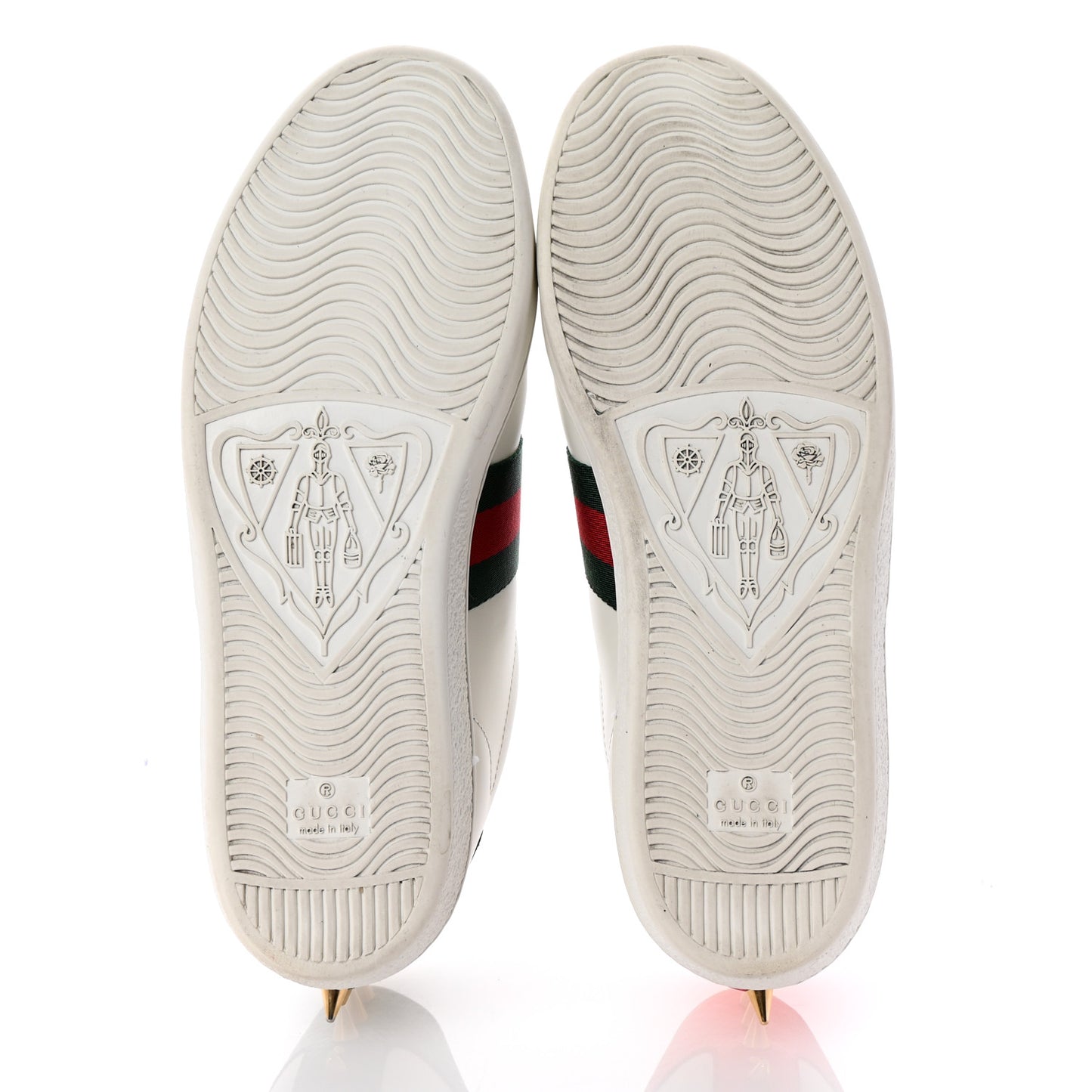 Calfskin Web Pearl Studded Womens Ace Sneakers 39.5 White